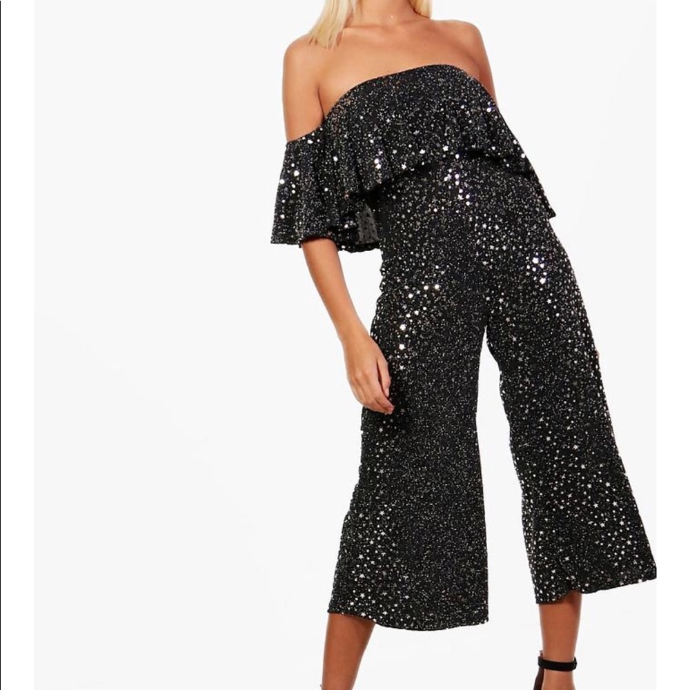 Star Metallic Frill Culotte Jumpsuit